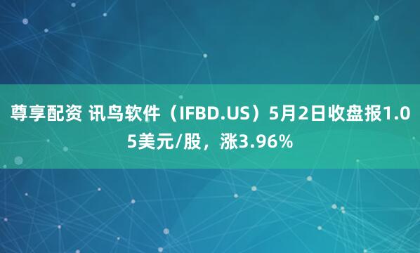 尊享配资 讯鸟软件（IFBD.US）5月2日收盘报1.05美元/股，涨3.96%